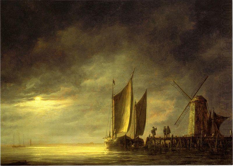 Aelbert Cuyp Fishing boats by moonlight. china oil painting image